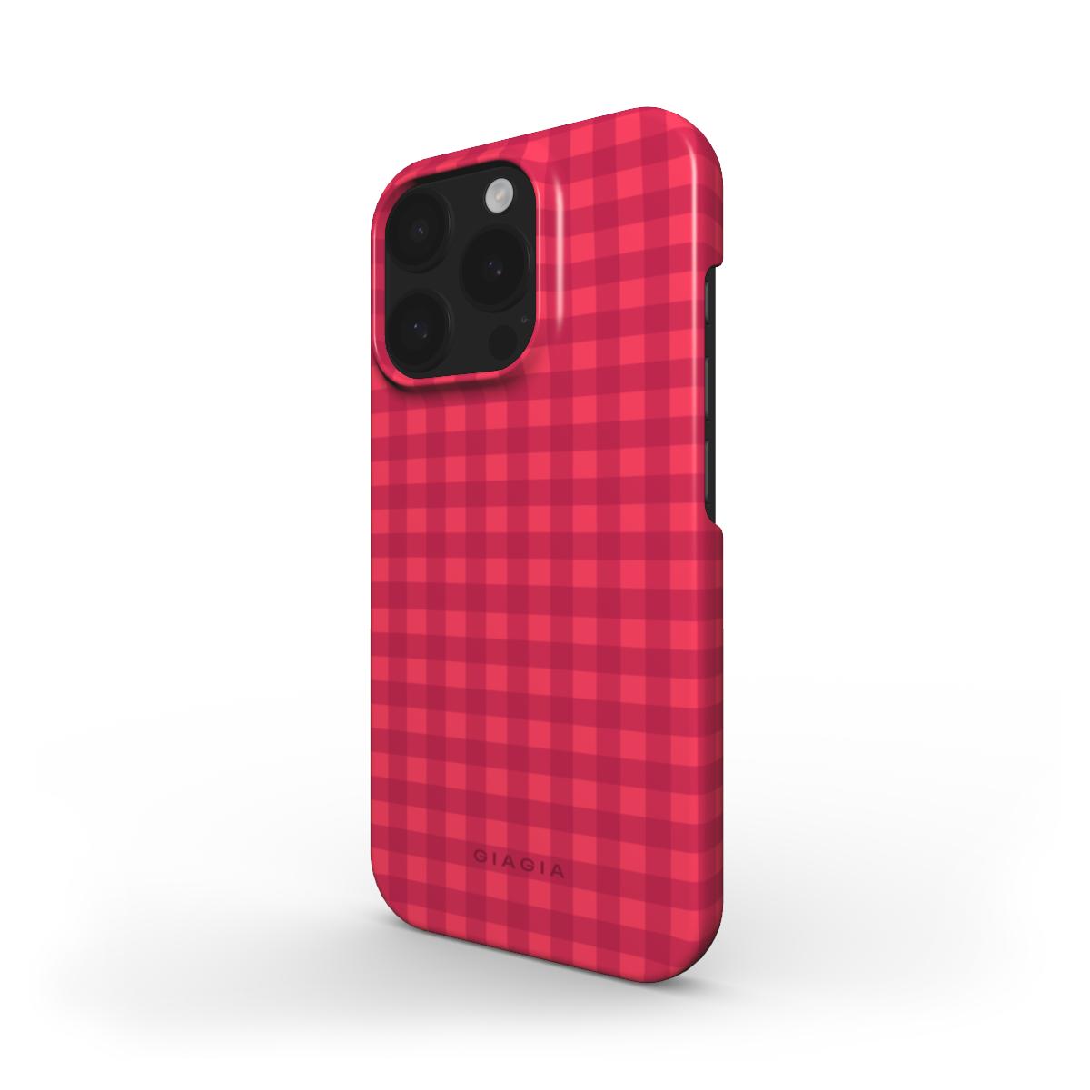 Red checkered phone case on a white background