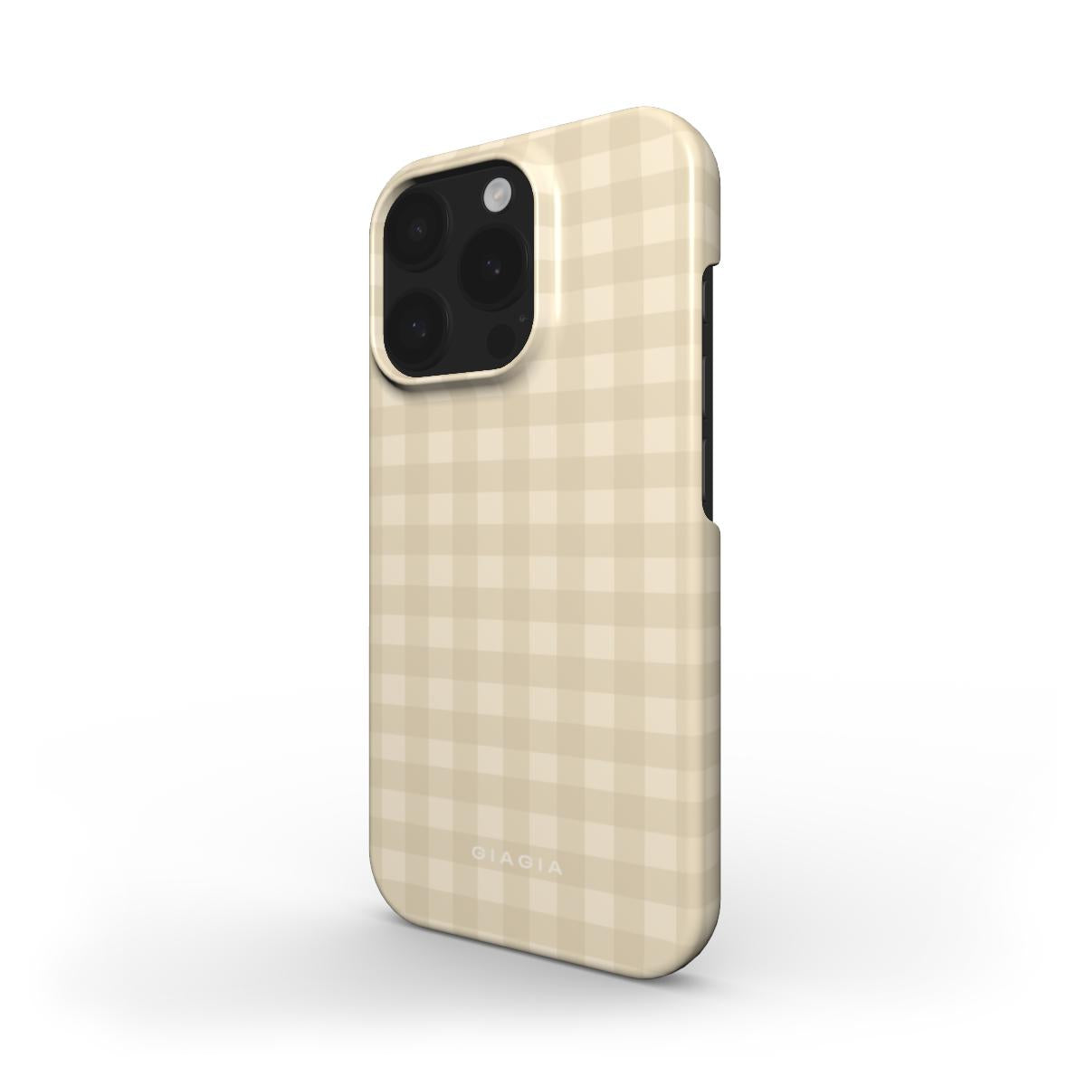 Phone case with checkered pattern on a white background