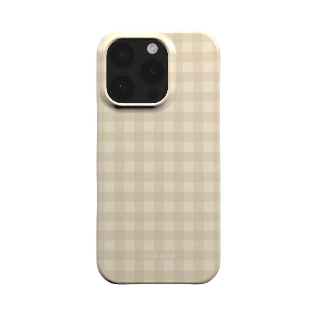 Phone case with checkered pattern on a white background